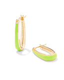 KENDRA SCOTT- Kelsey Gold Hoop Earrings in Chartreuse Enamel
