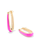 KENDRA SCOTT- Kelsey Gold Hoop Earrings in Pink Enamel