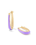 KENDRA SCOTT- Kelsey Gold Hoop Earrings in Purple Enamel