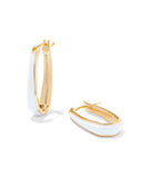 KENDRA SCOTT- Kelsey Gold Hoop Earrings in White Enamel