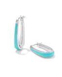 KENDRA SCOTT- Kelsey Rhodium Hoop Earrings in Turquoise Enamel