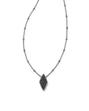 KENDRA SCOTT- Kinsley Gunmetal Short Pendant Necklace in Black Drusy
