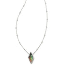 KENDRA SCOTT- Kinsley Silver Short Pendant Necklace in Black Mother of Pearl