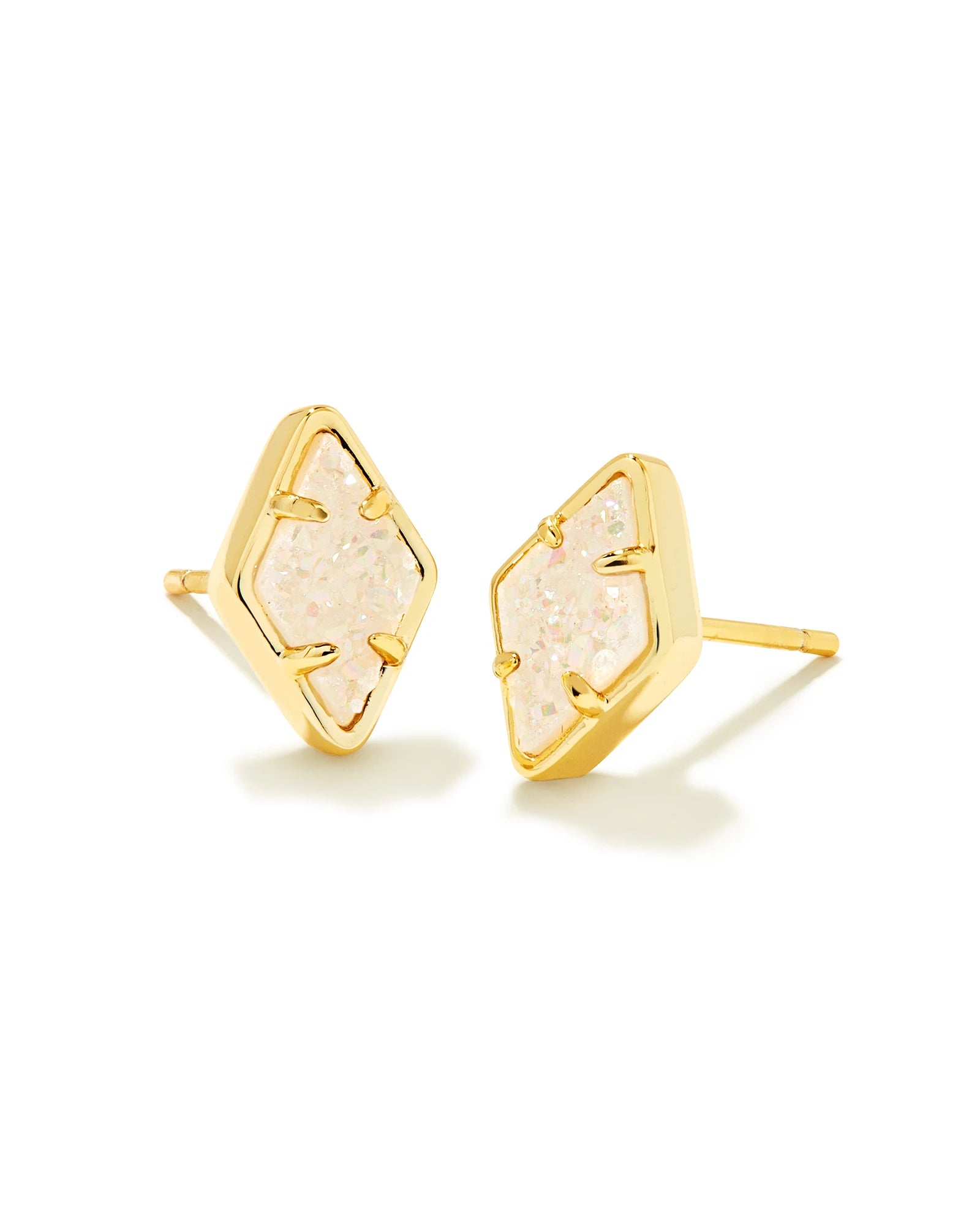 KENDRA SCOTT Kinsley Gold Stud Earrings in Iridescent Drusy