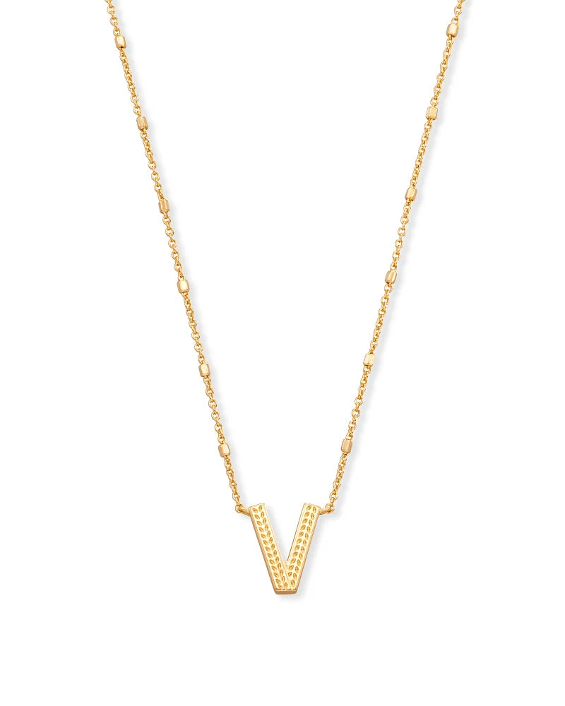 KENDRA SCOTT- Letter V Necklace Gold Metal