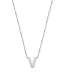 KENDRA SCOTT- Letter V Necklace in Rhodium Metal