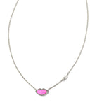 KENDRA SCOTT- Lips Rhodium Pendant Necklace in Hot Pink Mother of Pearl