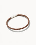 SCOTT BROS.- Evans Oxidized Sterling Silver Corded Bracelet in Taupe Leather