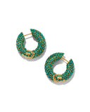 KENDRA SCOTT- Mikki Gold Pave Hoop Earrings in Green Crystal