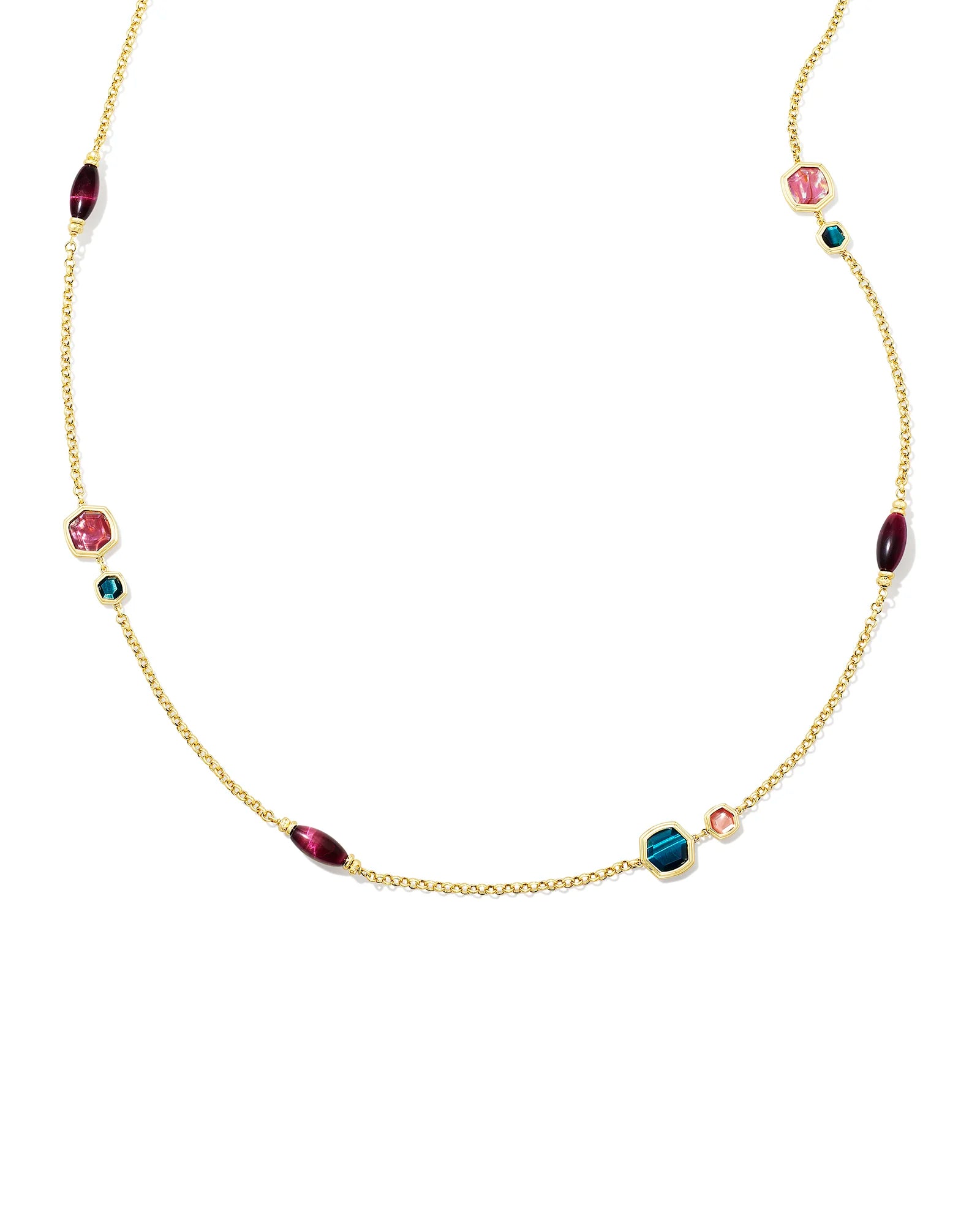KENDRA SCOTT- Monica Gold Long Strand Necklace in Teal Mix