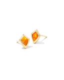 KENDRA SCOTT- Monica Gold Stud Earrings in Marbled Amber Illusion