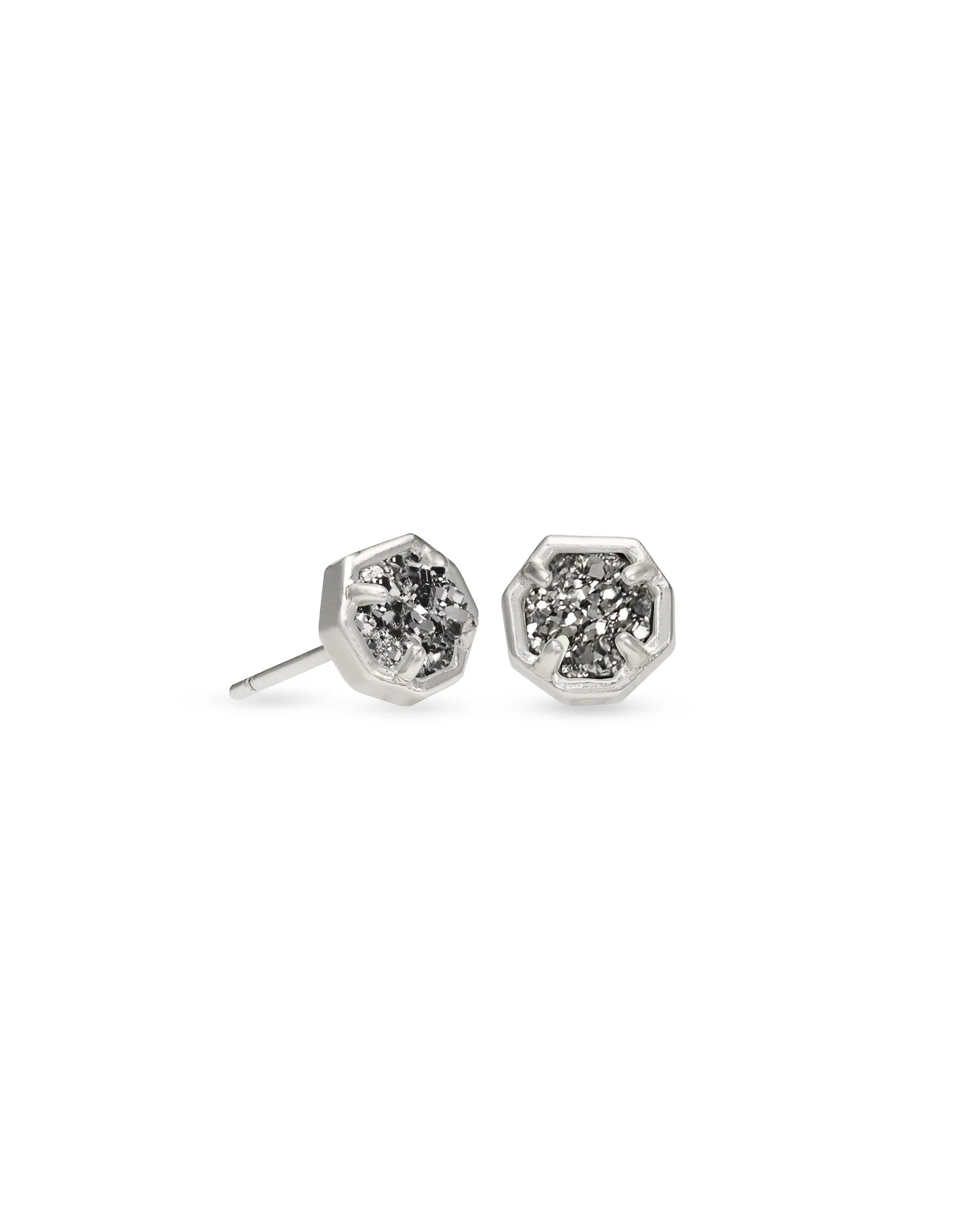 KENDRA SCOTT- Nola Silver Stud Earrings in Platinum Drusy
