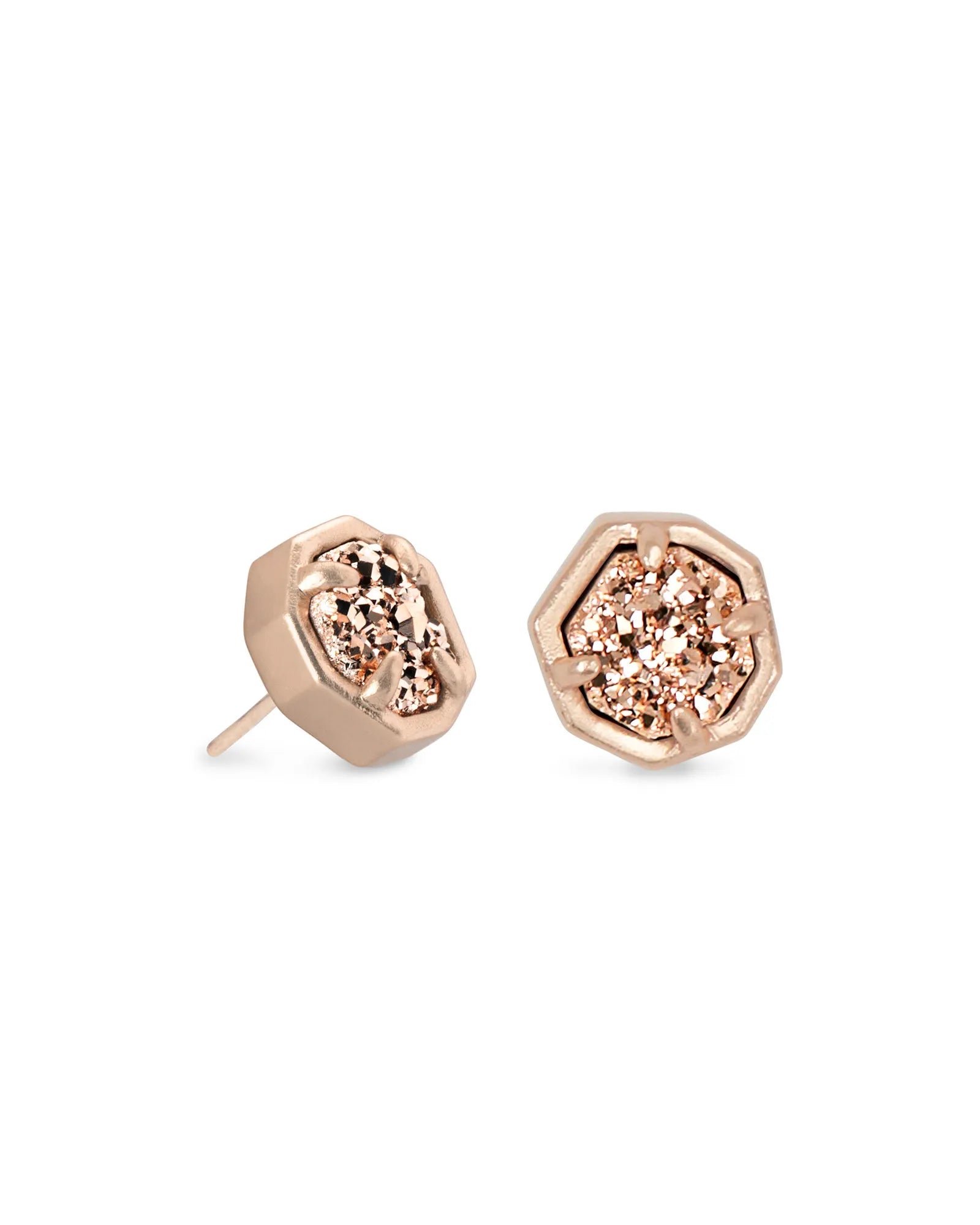 KENDRA SCOTT- Nola Stud Earrings in Rose Gold Iridescent Drusy