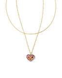 KENDRA SCOTT- Penny Gold Heart Multi Strand Necklace in Mulberry Mix