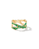 KENDRA SCOTT- Rosalie Gold Double Band Ring in Green Crystal