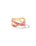 KENDRA SCOTT- Rosalie Gold Double Band Ring in Pink Crystal