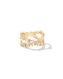 KENDRA SCOTT- Rosalie Gold Double Band Ring in White Crystal