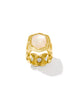 KENDRA SCOTT- Tiger Striped Daphne Cocktail Ring in Gold Natural Mother of Pearl
