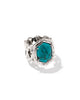 KENDRA SCOTT- Tiger Striped Daphne Cocktail Ring in Vintage Silver Blue Marble
