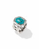 KENDRA SCOTT- Tiger Striped Daphne Cocktail Ring in Vintage Silver Blue Marble