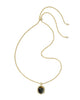 KENDRA SCOTT- Tiger Striped Daphne Small Long Necklace in Gold Dark Brown Hawks Eye