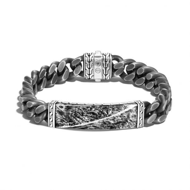 JOHN HARDY- Reticulated Silver 11mm Curb Link Station Bracelet