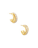 KENDRA SCOTT- Livy Gold Huggie Earrings in White Crystal