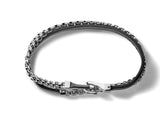 Bulova Men's Classic Double Chain Black Leather Bracelet J96B015L