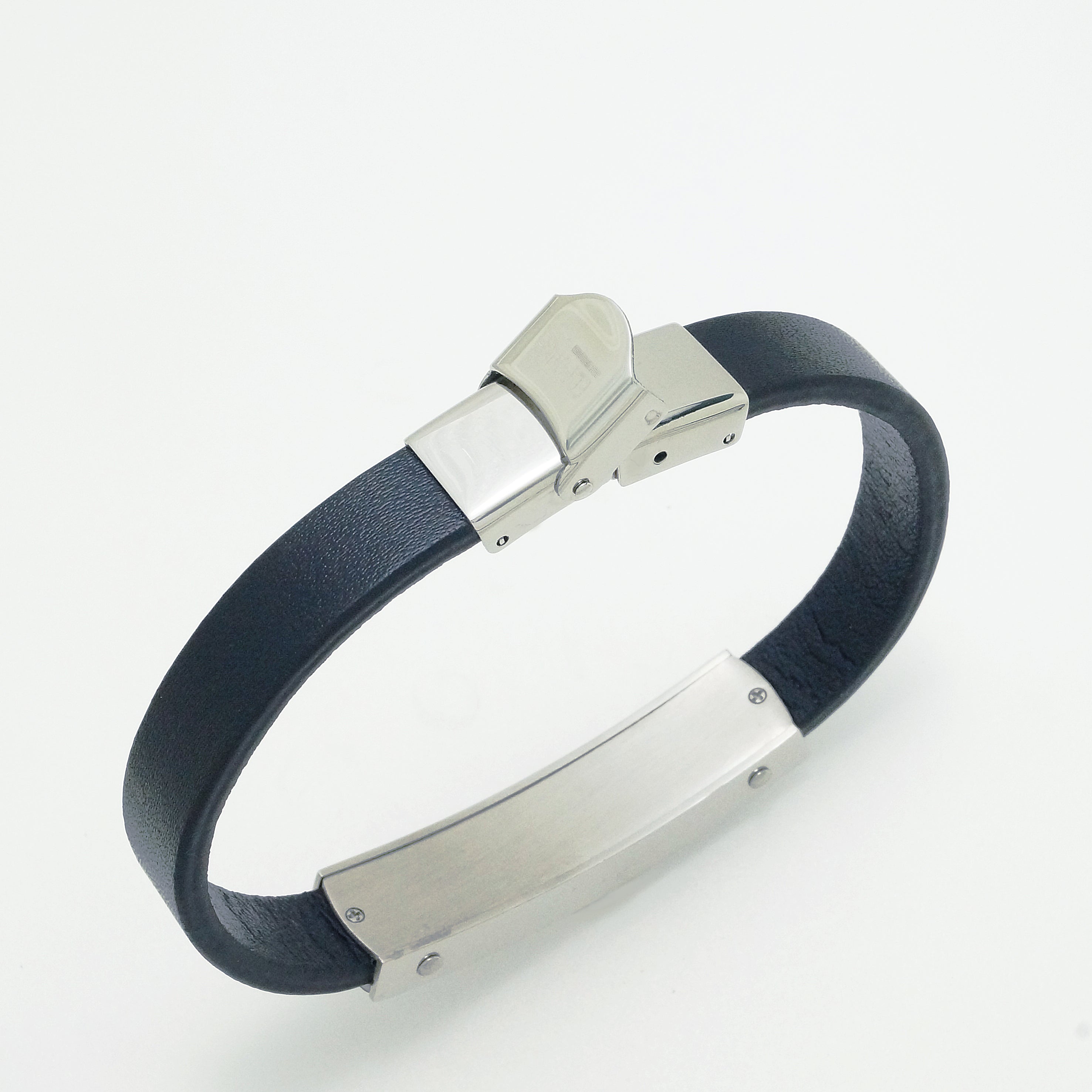 Stainless Steel Black Bracelet 8.4"