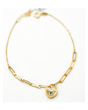LUKA GOLD- 14kt Paper clip w/ Keyhole Heart Bracelet