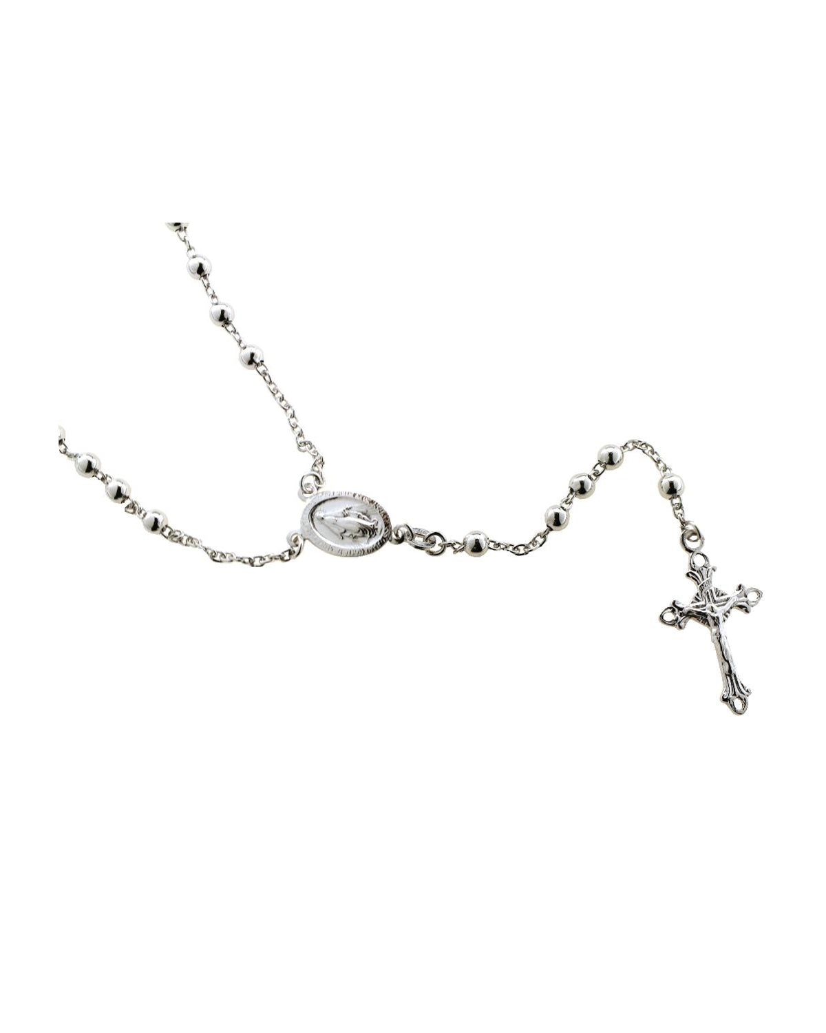 .925 Silver Rosary Necklace 25"