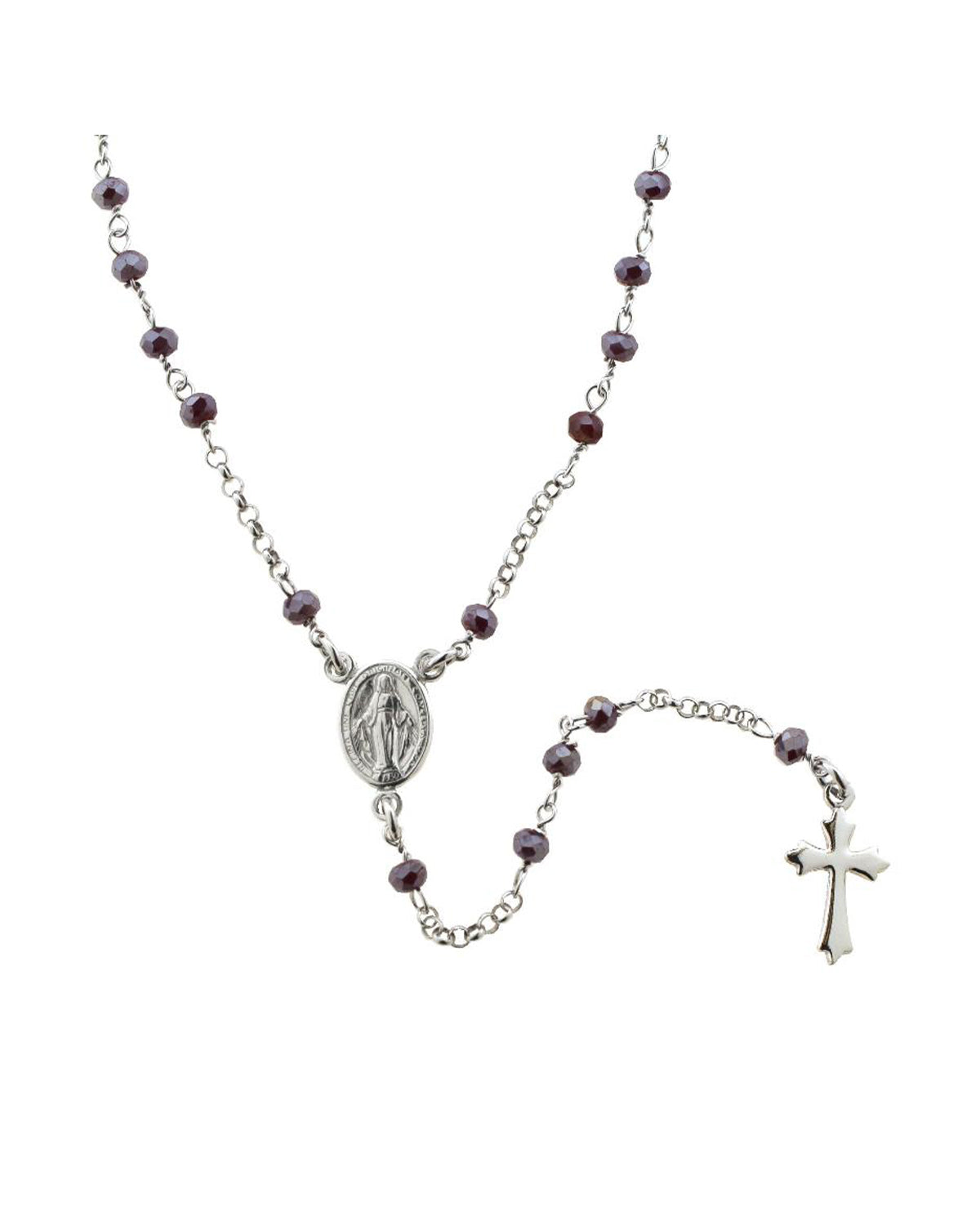 .925 Silver Rosary Necklace 20+2"