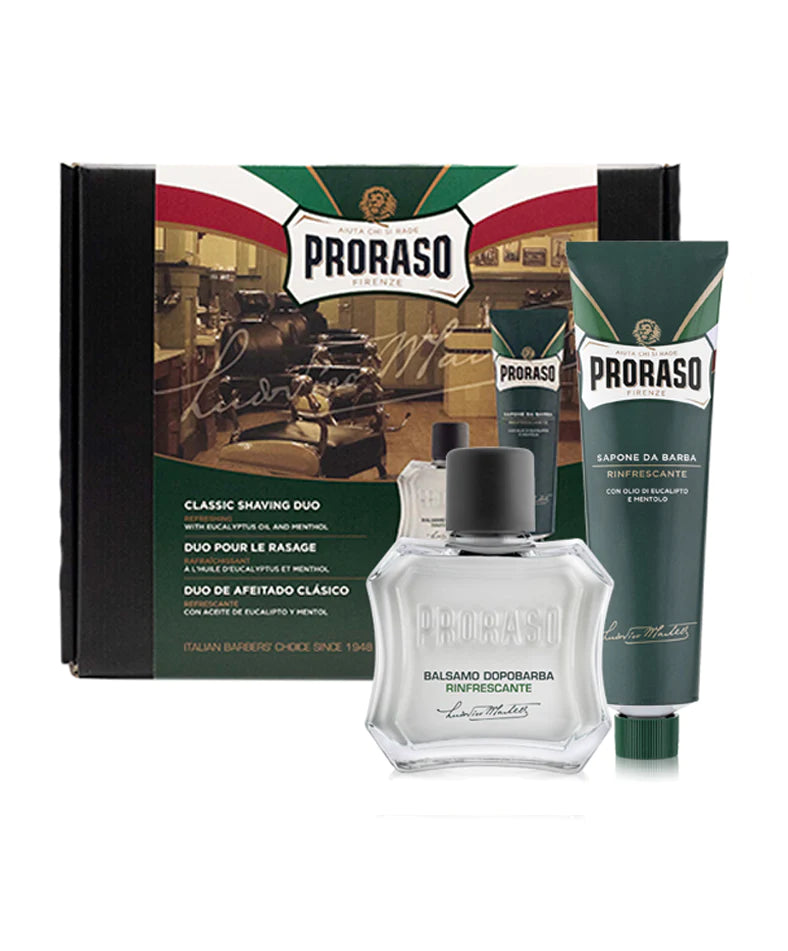 PRORASO: Classic Shaving Duo Box - Refresh Formula (with aftershave balm)