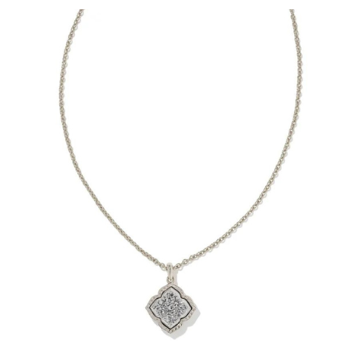 KENDRA SCOTT- Mallory Rhodium Pendant Necklace in Platinum Drusy