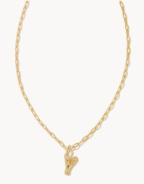 Lindy Gold Crystal Chain Necklace in White Crystal