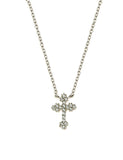 .925 Silver Crystal Cross Necklace 16+1"