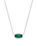 KENDRA SCOTT- Elisa Necklace in Rhodium Emerald Cat's Eye