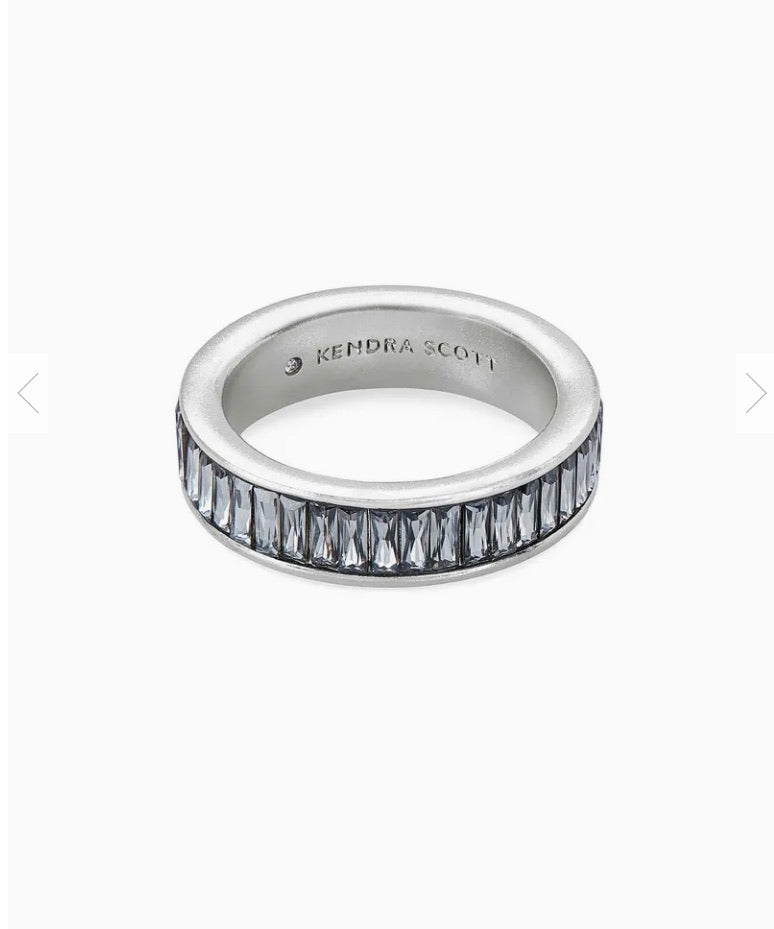 Kendra Scott- Jack Band Ring in Rhodium/Gray Crystal size:7