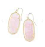 Kendra Scott- Elle Drop Earrings Gold/Rose Quartz