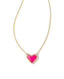 KENDRA SCOTT- Ari Heart Gold Pendant Necklace in Neon Pink