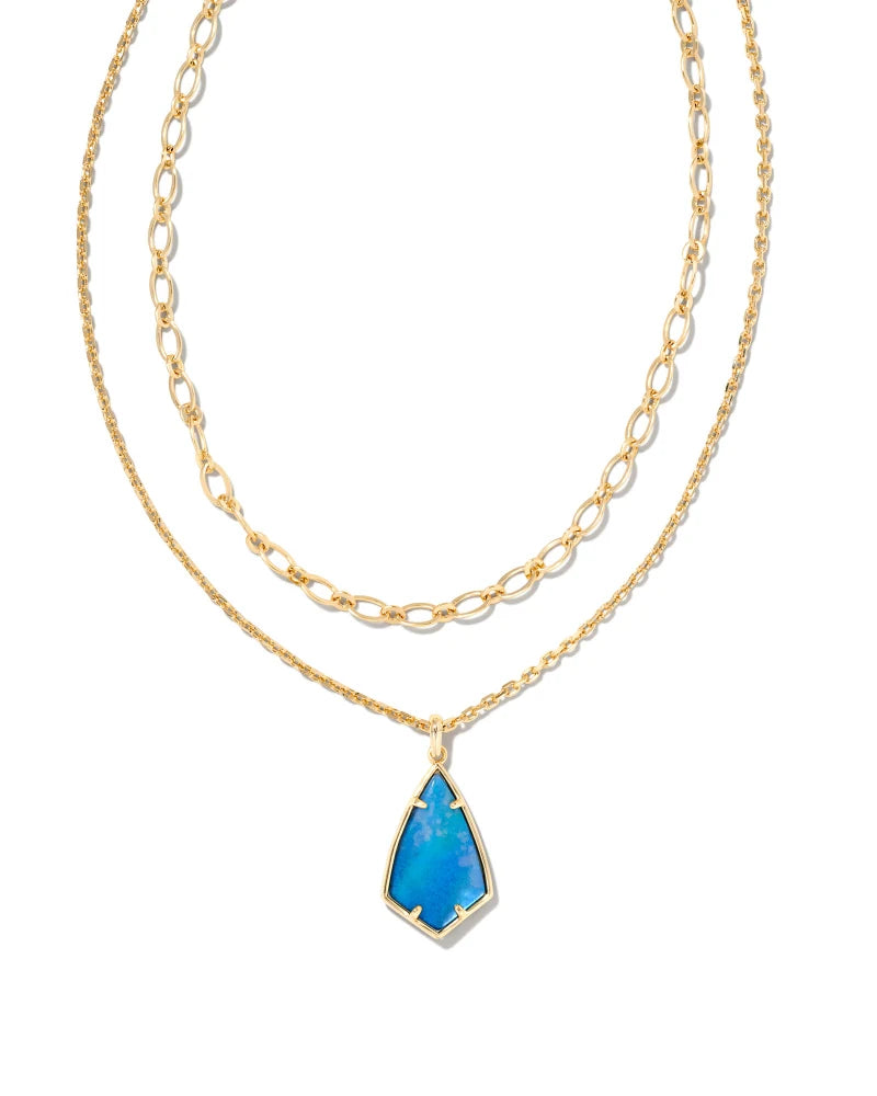 KENDRA SCOTT- Camry Multi Strand Necklace Gold Dark Blue Mother of Pearl