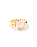 KENDRA SCOTT- Davie Intaglio Gold Statement Ring in Pink Opalite Glass
