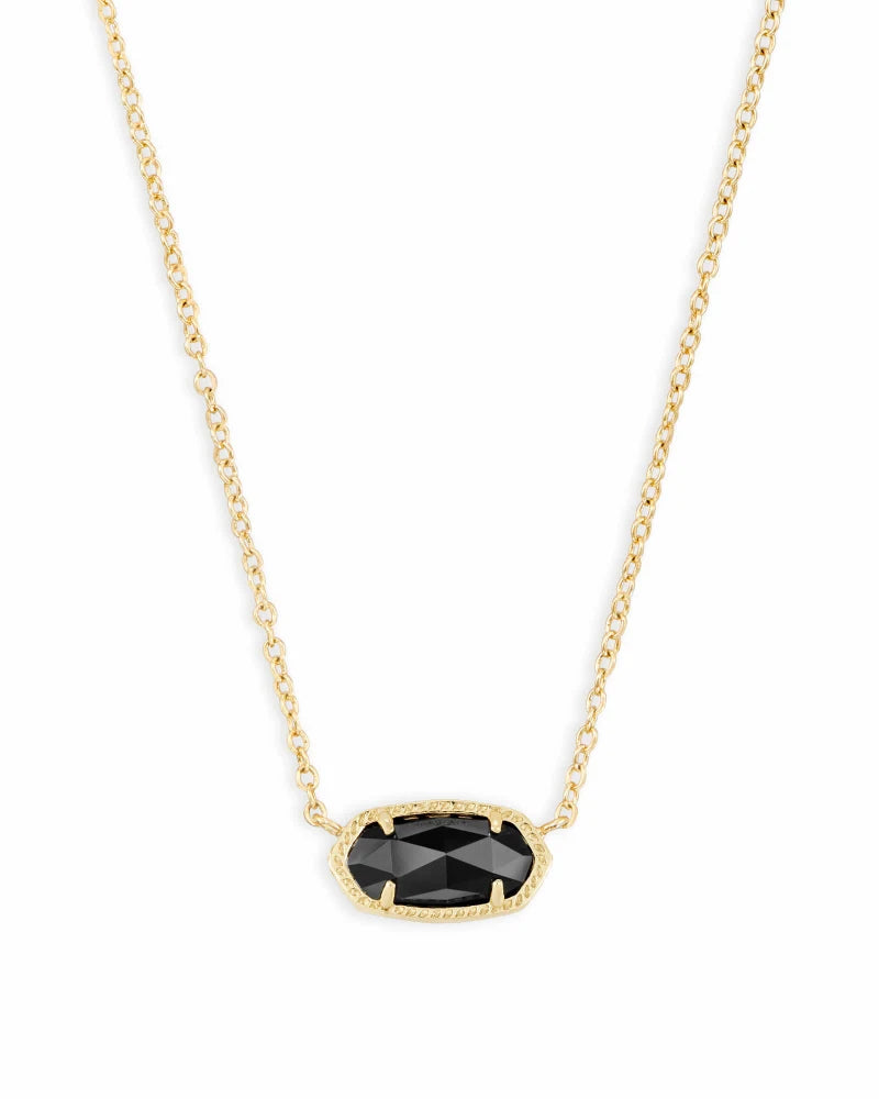 KENDRA SCOTT- Elisa Gold Pendant Necklace in Black Opaque Glass