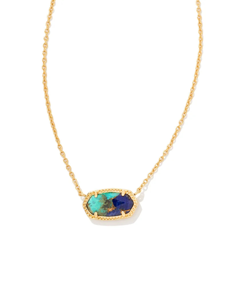KENDRA SCOTT- Elisa Gold Pendant Necklace in Bronzed Veined Lapis Turquoise Magnesite