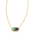 KENDRA SCOTT- Elisa Gold Pendant Necklace in Bronzed Veined Lapis Turquoise Magnesite