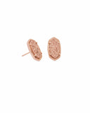 KENDRA SCOTT- Ellie Stud Earrings in Rose Gold - Rose Gold Drusy