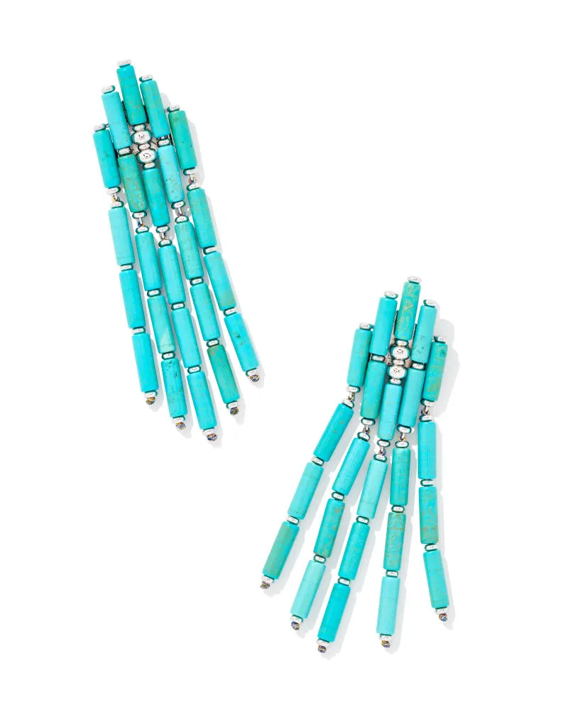 Kendra Scott- Ember Silver Statement Earrings in Variegated Turquoise Magnesite