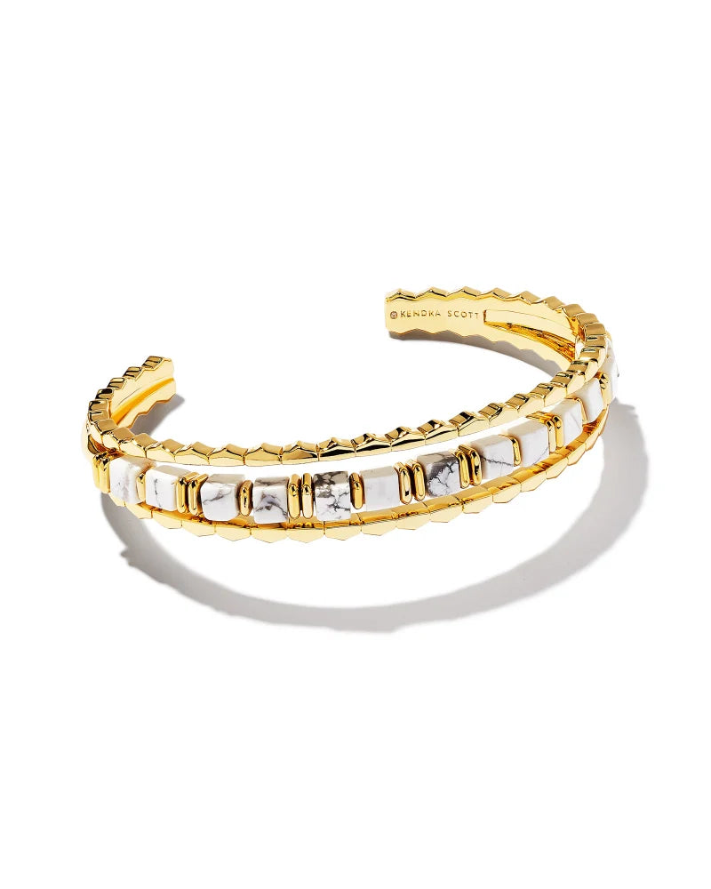 Kendra Scott- Ember Gold Triple Cuff Bracelet in White Howlite – Luka Life  + Style