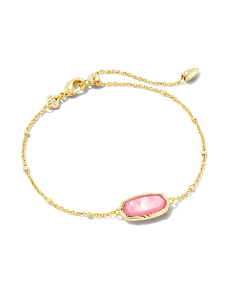 KENDRA SCOTT- Framed Elaina Gold Delicate Chain Bracelet in Peony Mother of Pearl