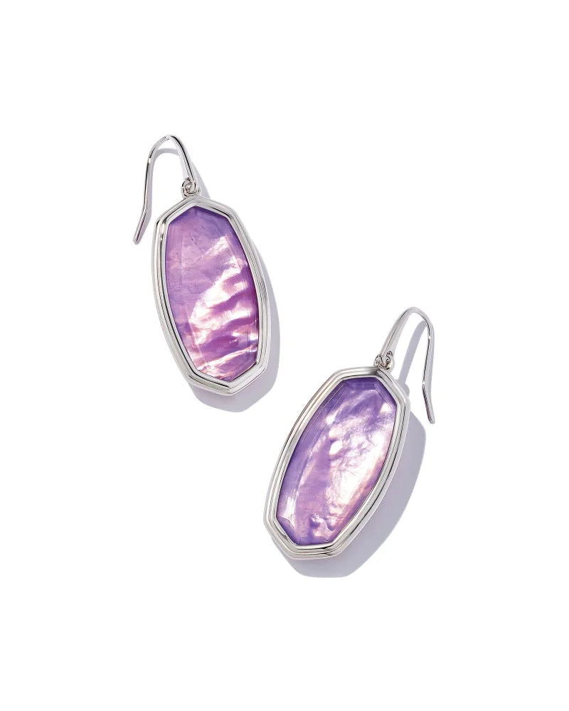 KENDRA SCOTT- Framed Elle Rhodium Drop Earring in Lavender Opalite Ilusion